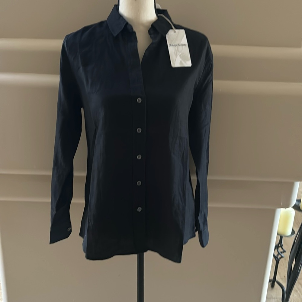 Tommy Bahama 100% Linen LS Coastalina Shirt. Black. Size S. NWT.